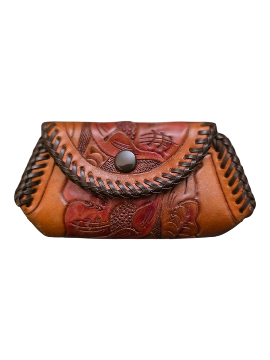 Vintage Handbags - Vintage Floral Tooled Leather Change Purse